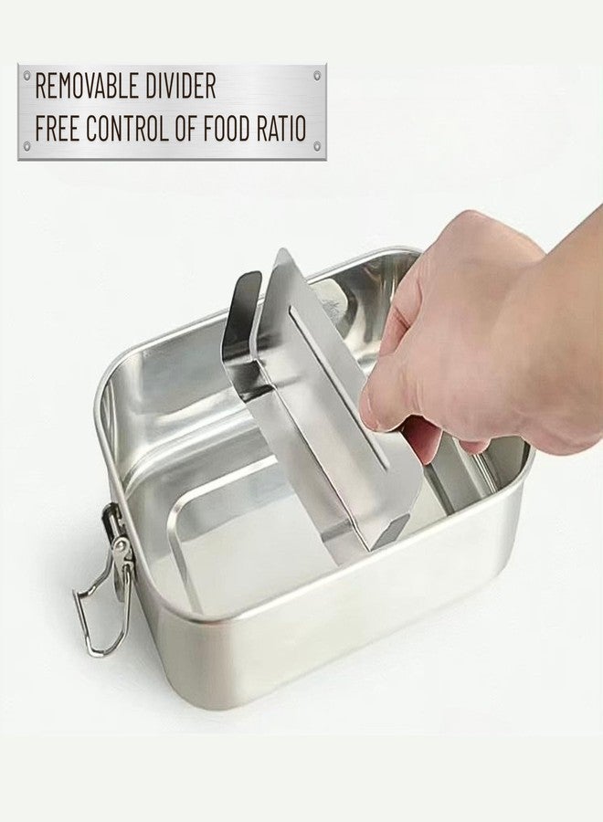Bambuood Premium Stainless Steel Bento Lunch Box. Eco-Friendly Meal Storage, Food Container With 100% Leak-Proof Bamboo Lid. For Adults, Work, Travel Use. Free Bamboo Cutlery. LARGE (41 oz) - Image 3